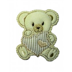 Marbet Iron-on Patch - Teddy Bear with Turtledove Heart